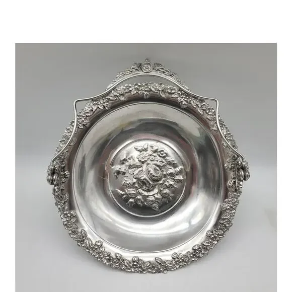 Antique Aurora Silver Plate Repousse 4-Foot Brides Basket Centerpiece 1869-1919 - Picture 2 of 10